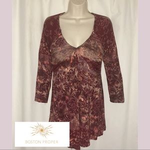 Boston proper brown and tan tunic top size medium
